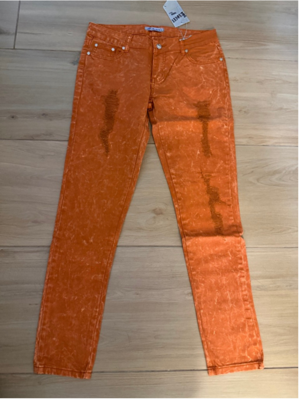 NEW EXOCET Skinny Stretch Distressed Colored Jeans 11 33/31 - Picture 2 of 4